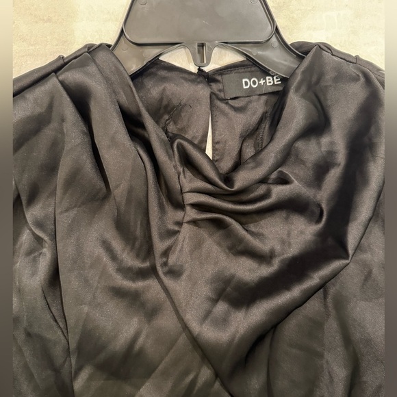 Do+be Elegant Black Satin cowl neck Bodysuit - Picture 4 of 6